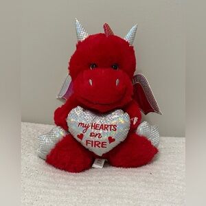 Red Dragon Stuffed Animal with Heart Gift For Your Valentines